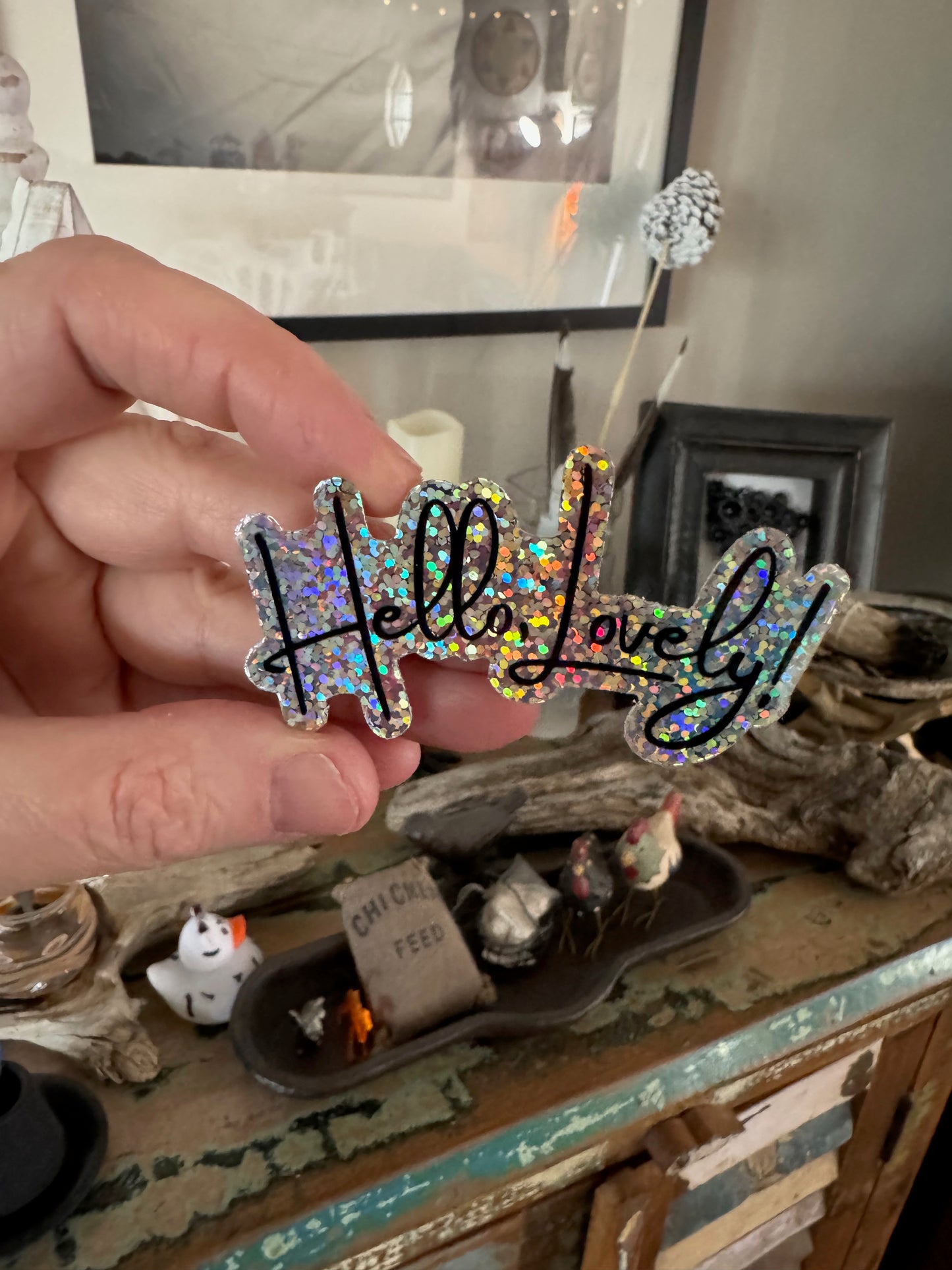 Hello, Lovely! Glitter Sticker