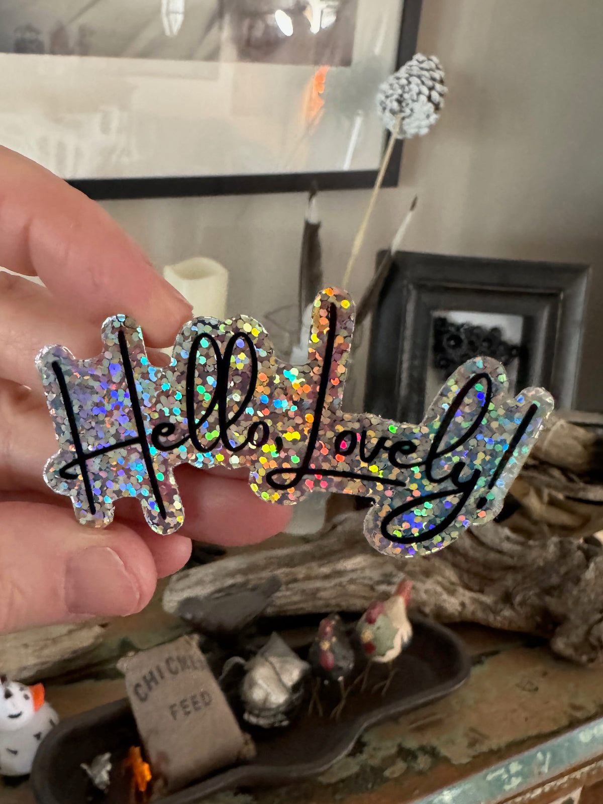 Hello, Lovely! Glitter Sticker