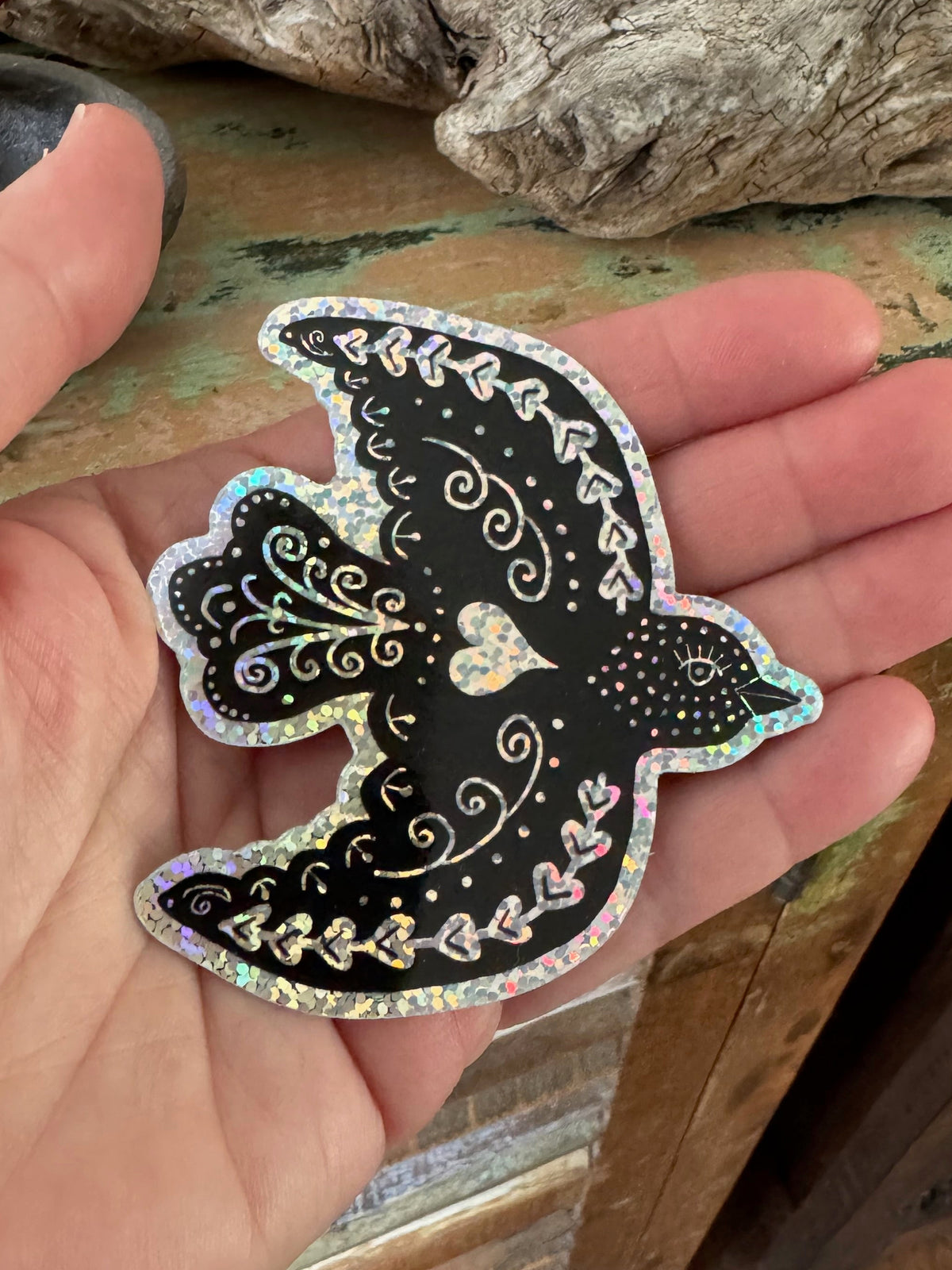 Glitter Blackbird Vinyl Sticker