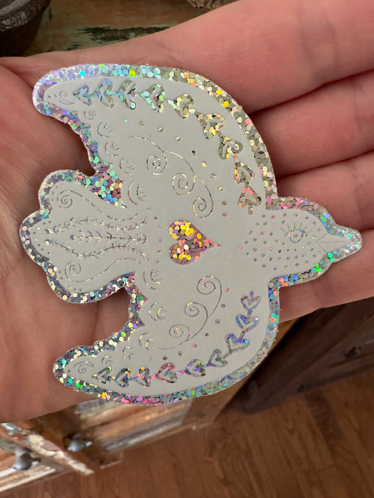 Glitter Dove Vinyl Sticker