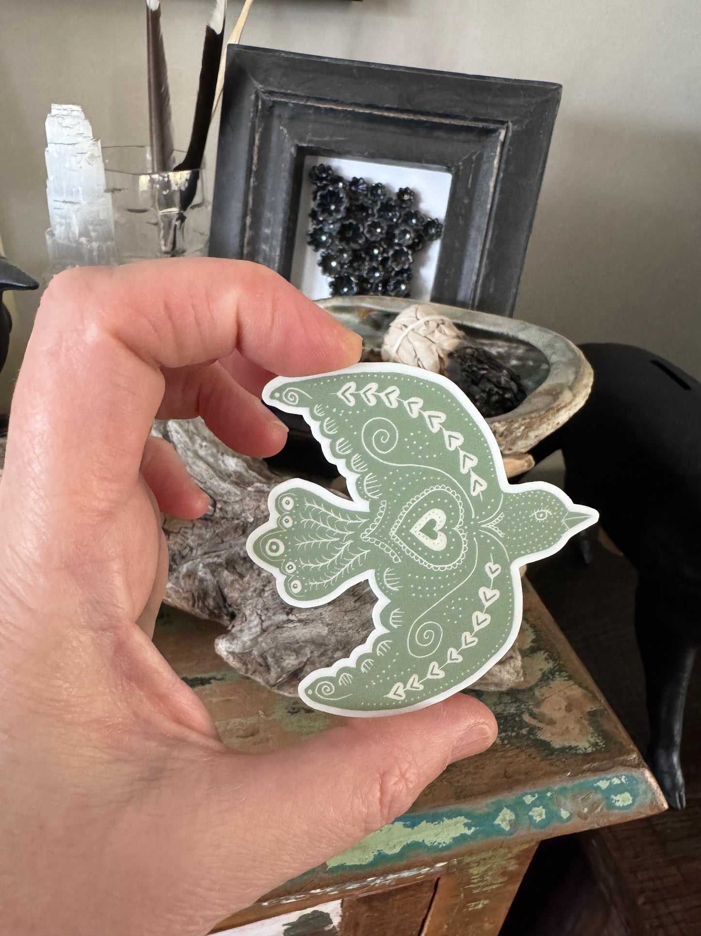 Hand-Drawn Folk Sage Bird Vinyl Sticker