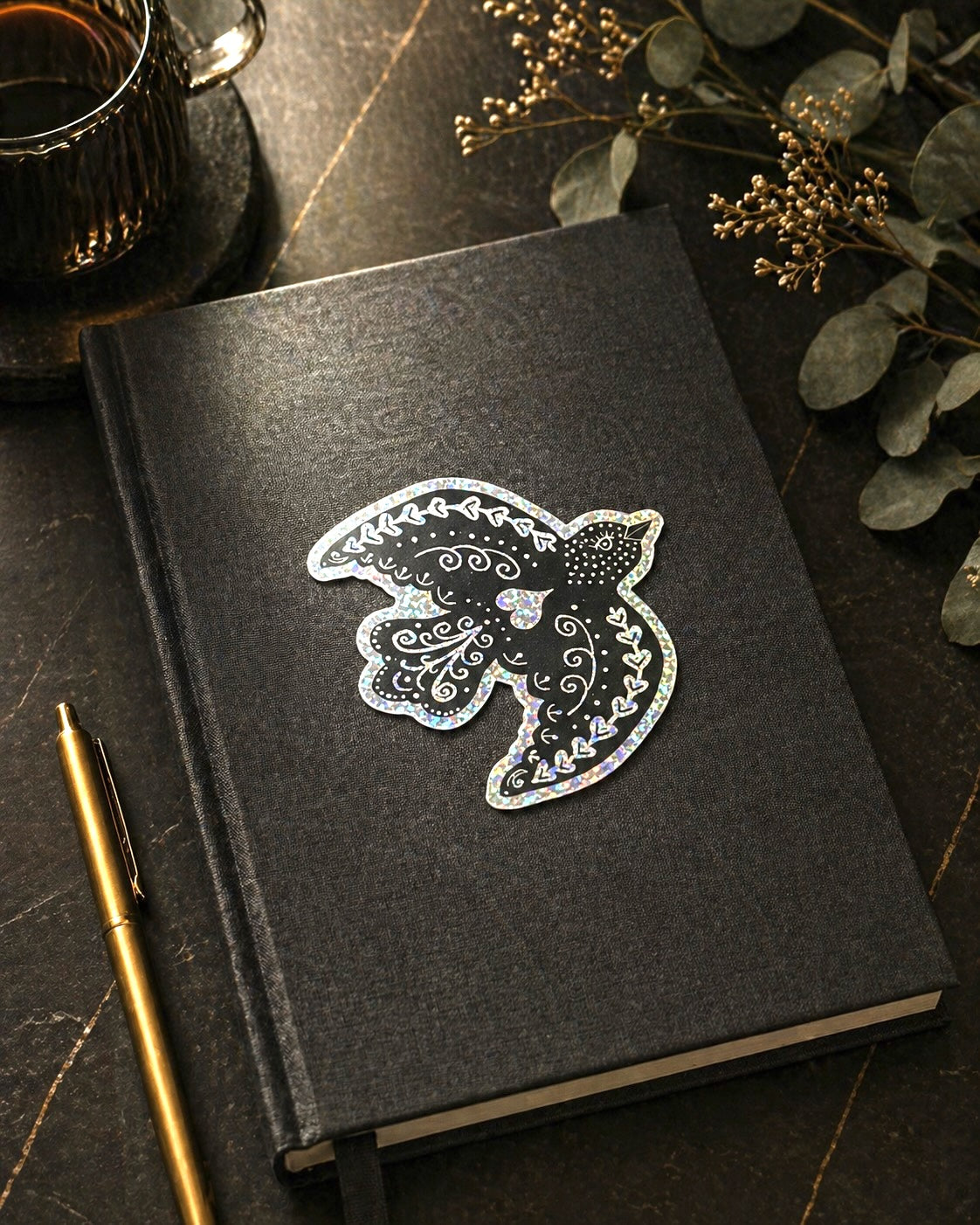 Glitter Blackbird Vinyl Sticker