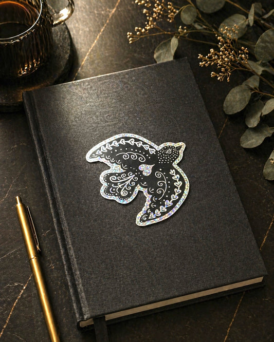 Glitter Blackbird Vinyl Sticker