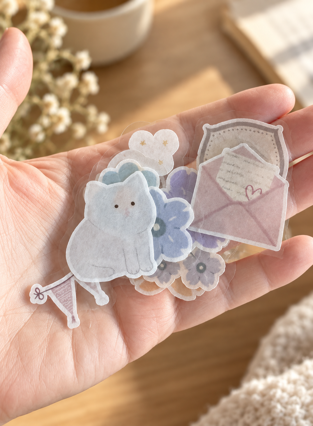 Theo & Friends · Large Translucent Washi Flakes —10-Piece pack