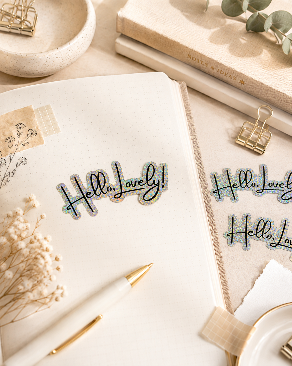 Hello, Lovely! Glitter Sticker