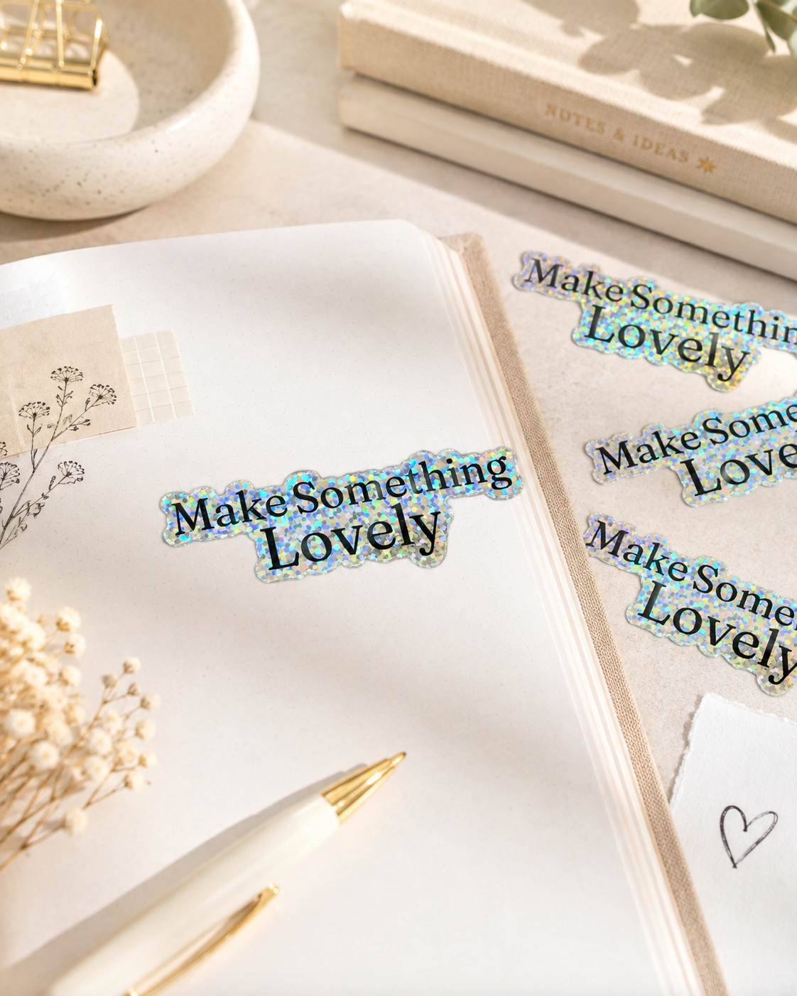 Make Something Lovely Glitter Vinyl Sticker