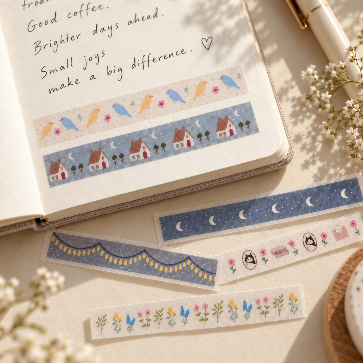 Theo & Friends · Translucent Washi Strips —13-Piece Set