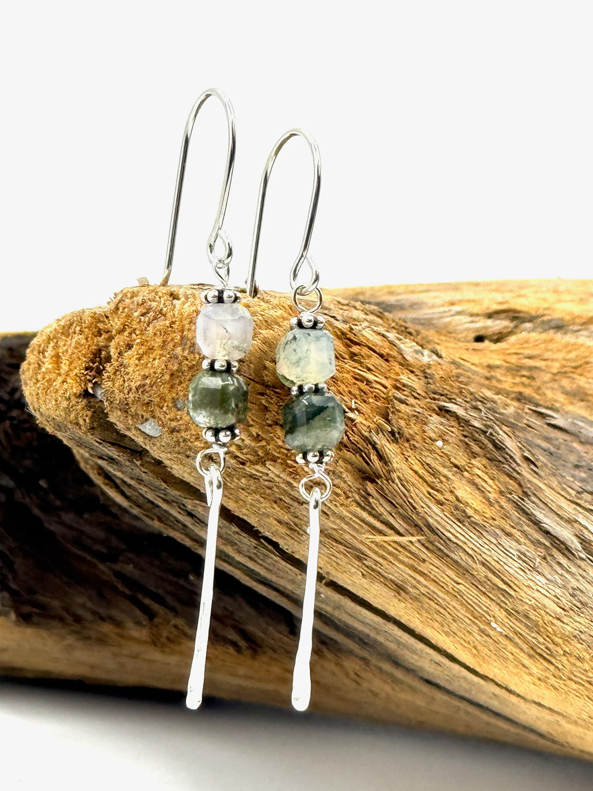 Sticks & Stones Earrings | Moss Agate