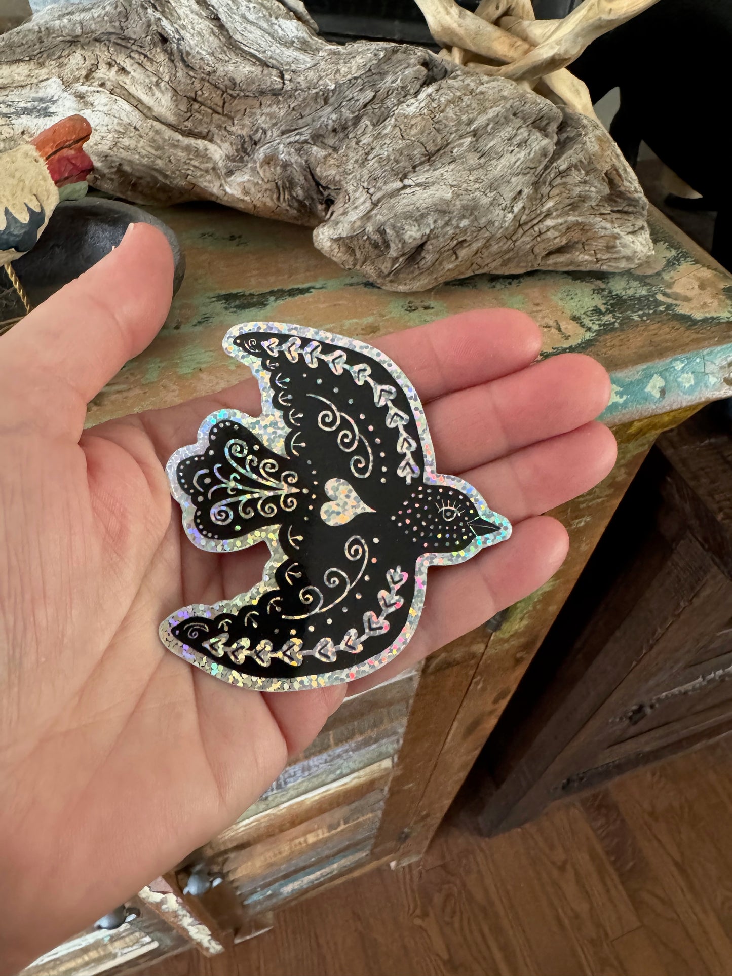 Glitter Blackbird Vinyl Sticker