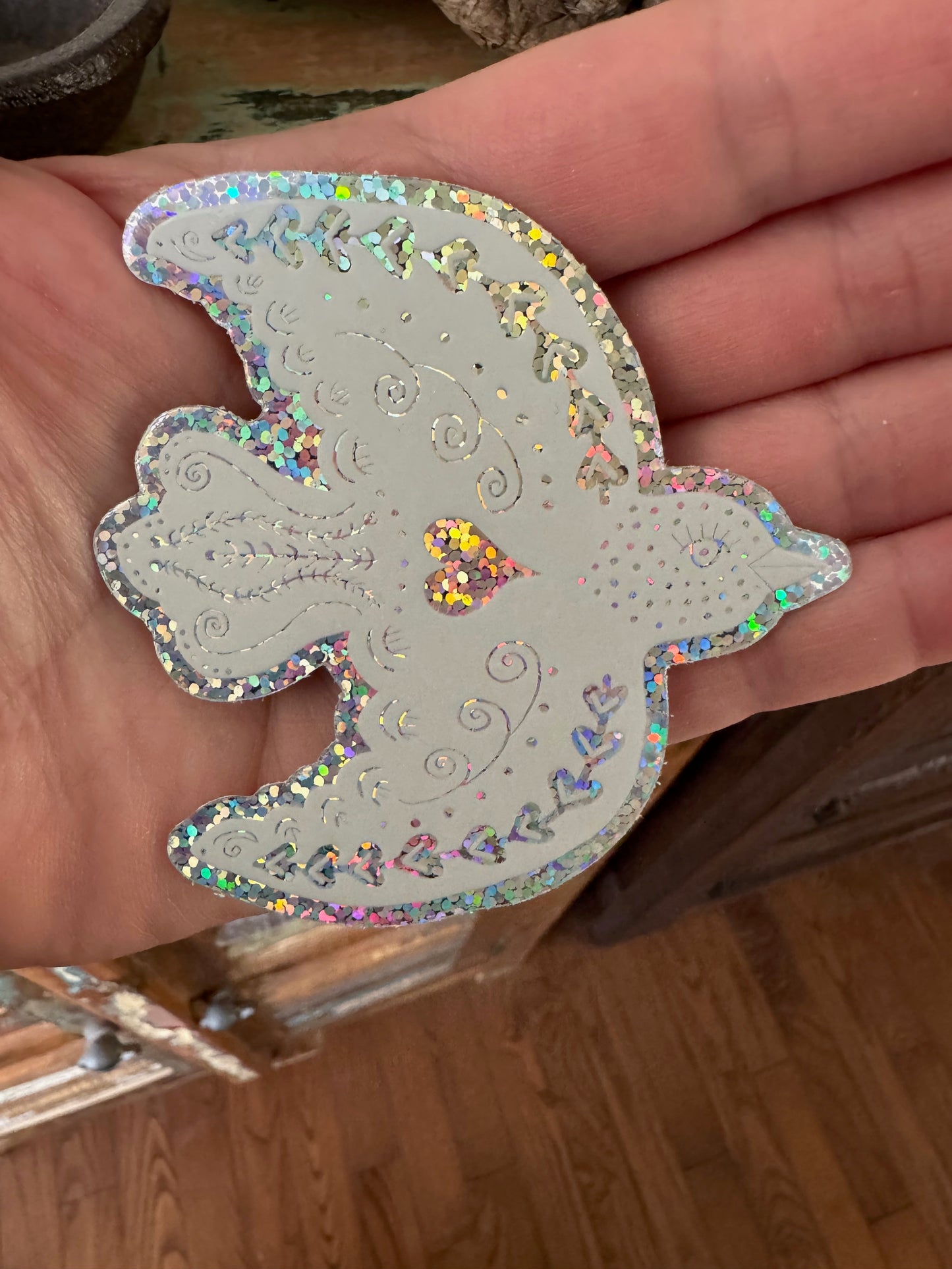 Glitter Dove Vinyl Sticker