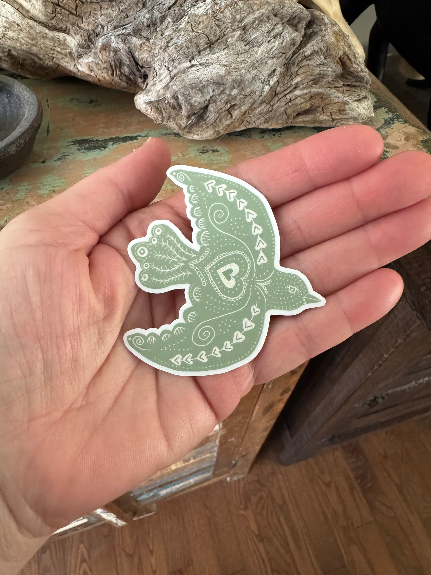 Hand-Drawn Folk Sage Bird Vinyl Sticker