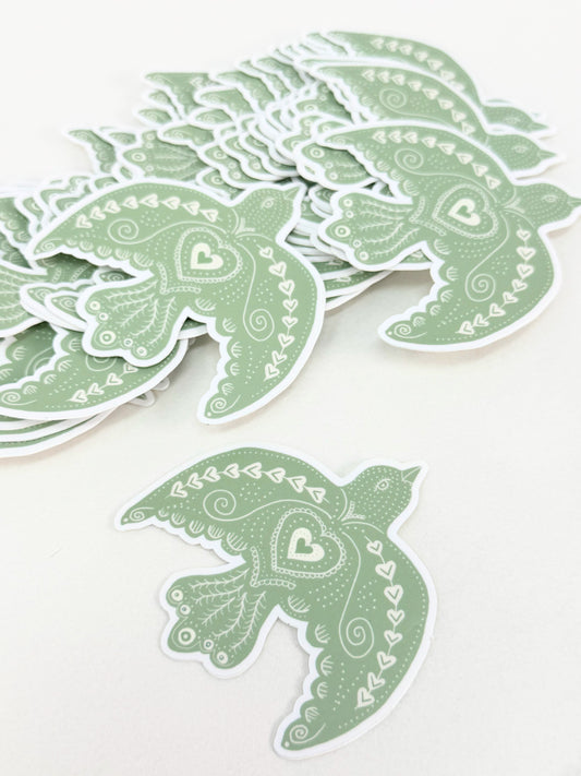 Hand-Drawn Folk Sage Bird Vinyl Sticker