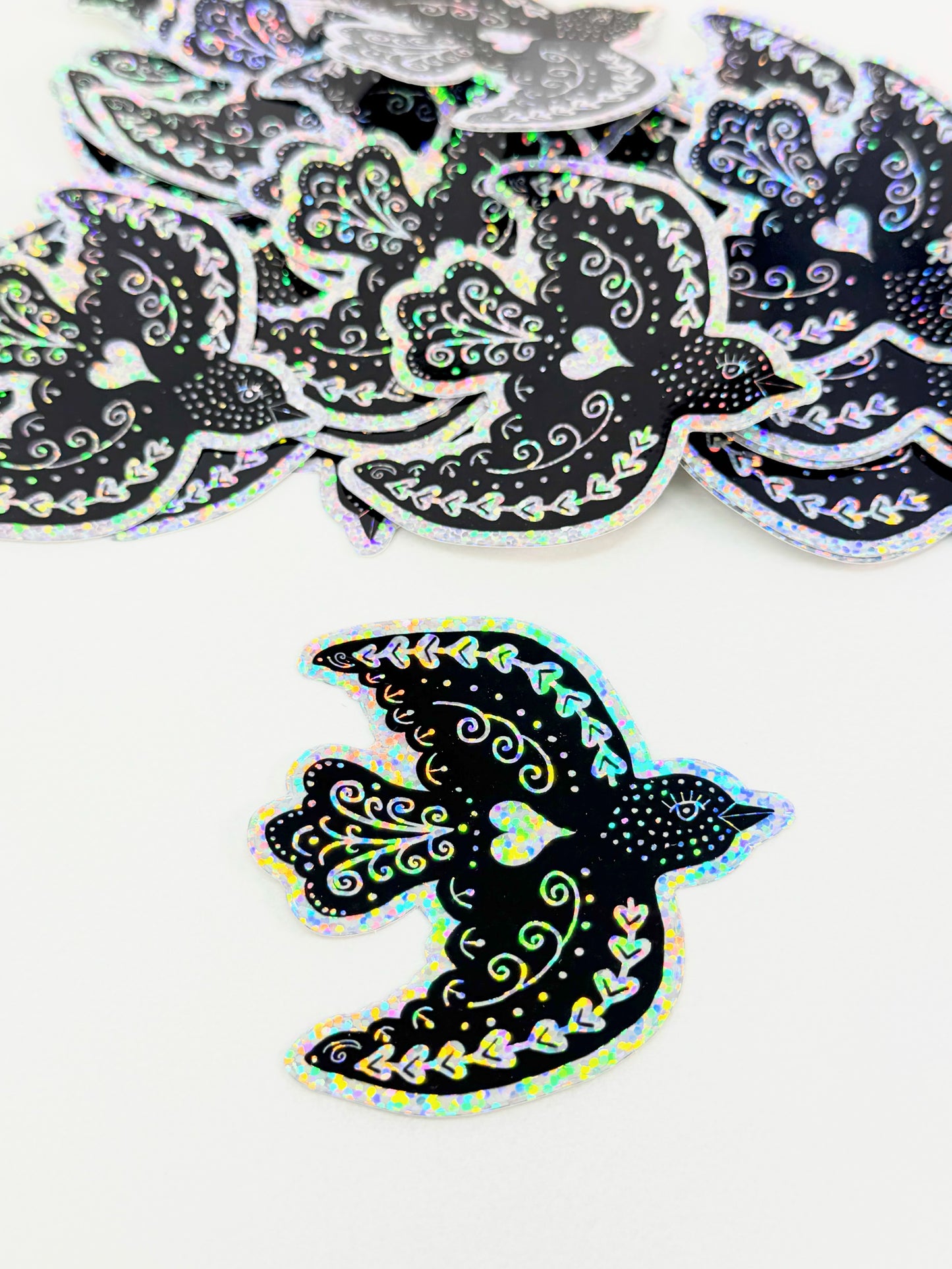 Glitter Blackbird Vinyl Sticker