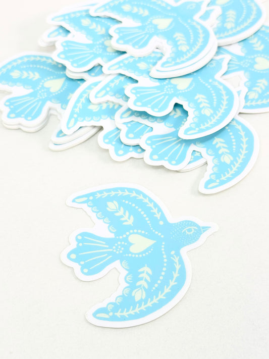 Hand Drawn Folk Bluebird Vinyl Sticker