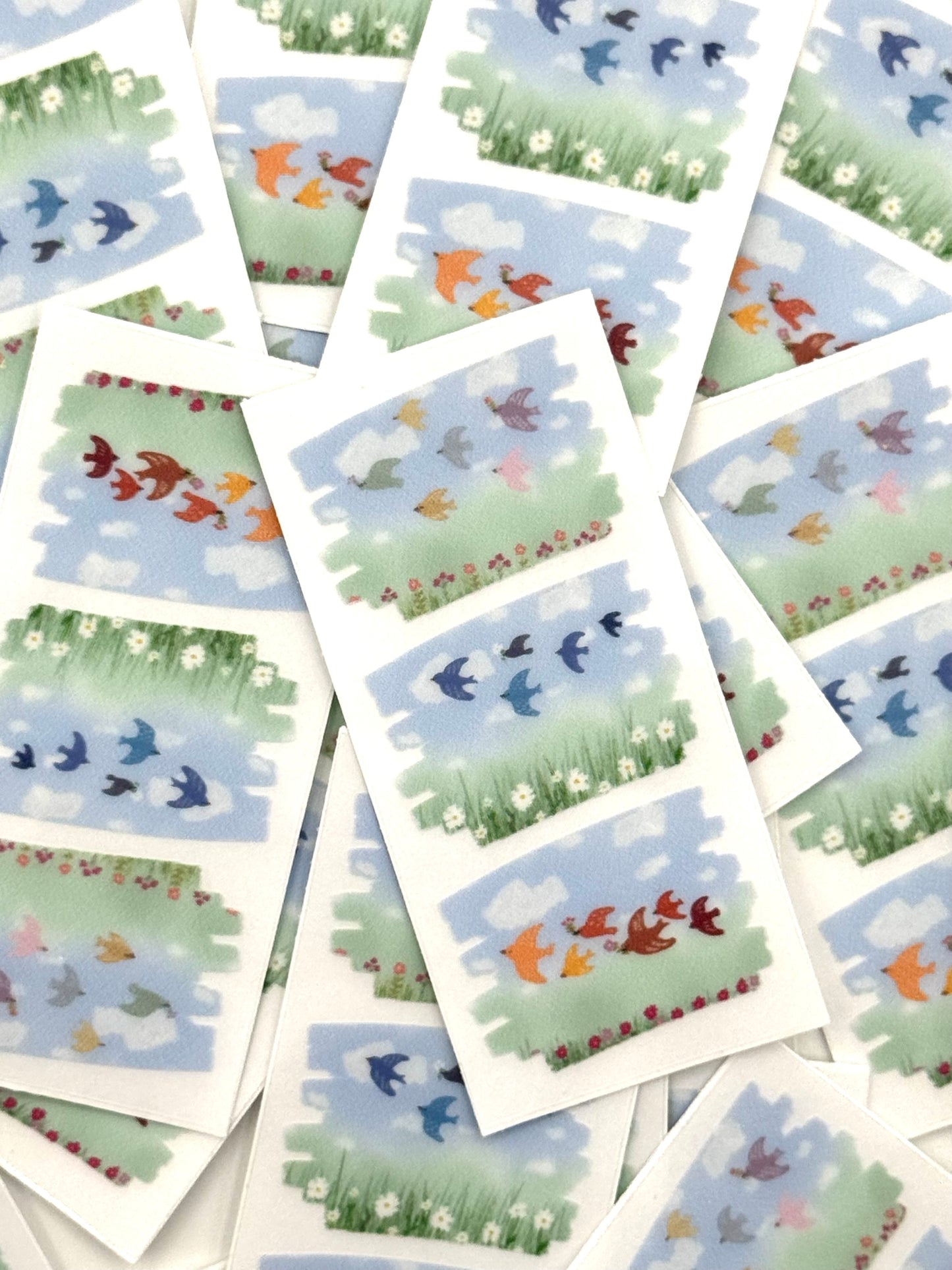 Folk Bird Trio-Transparent Vinyl Sticker