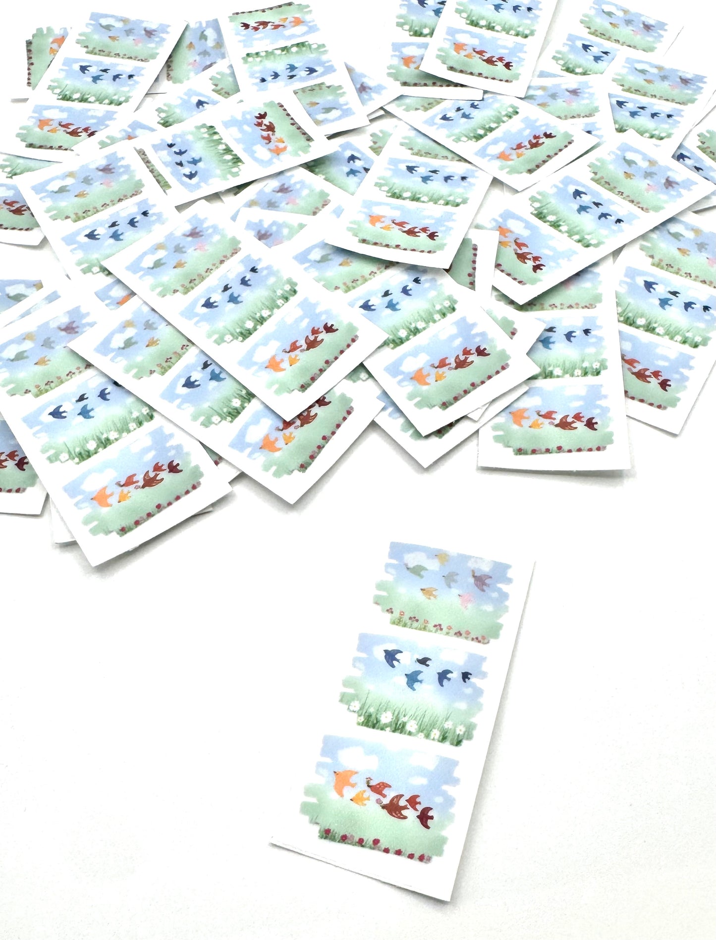 Folk Bird Trio-Transparent Vinyl Sticker