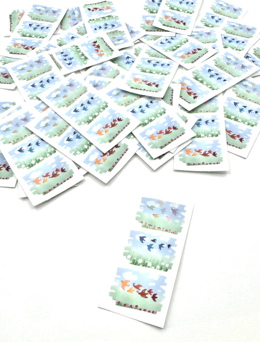 Folk Bird Trio-Transparent Vinyl Sticker