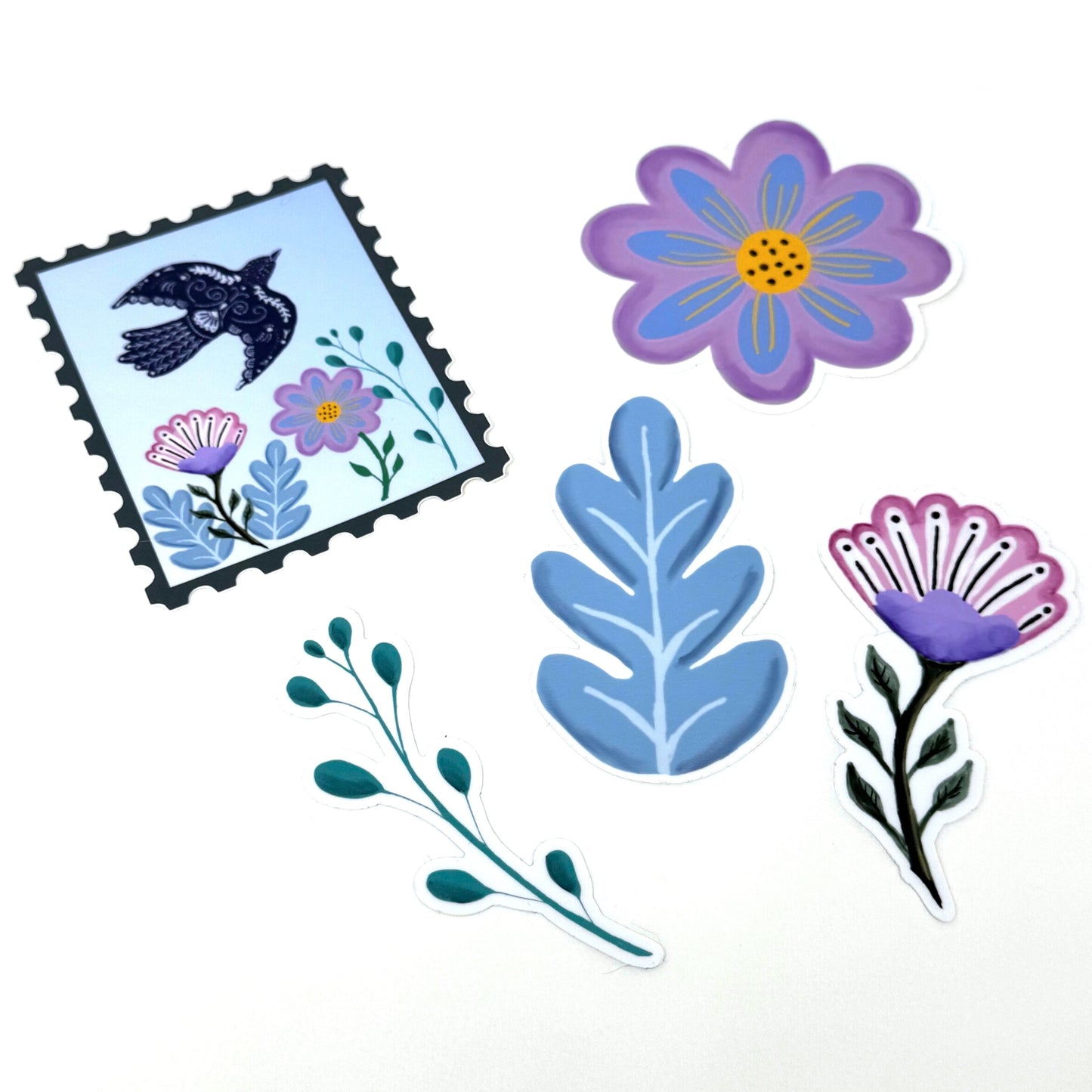 Folk Stamp and Floral Jumbo Sticker Set
