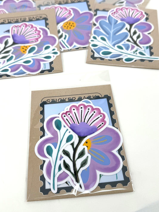 Folk Stamp and Floral Jumbo Sticker Set