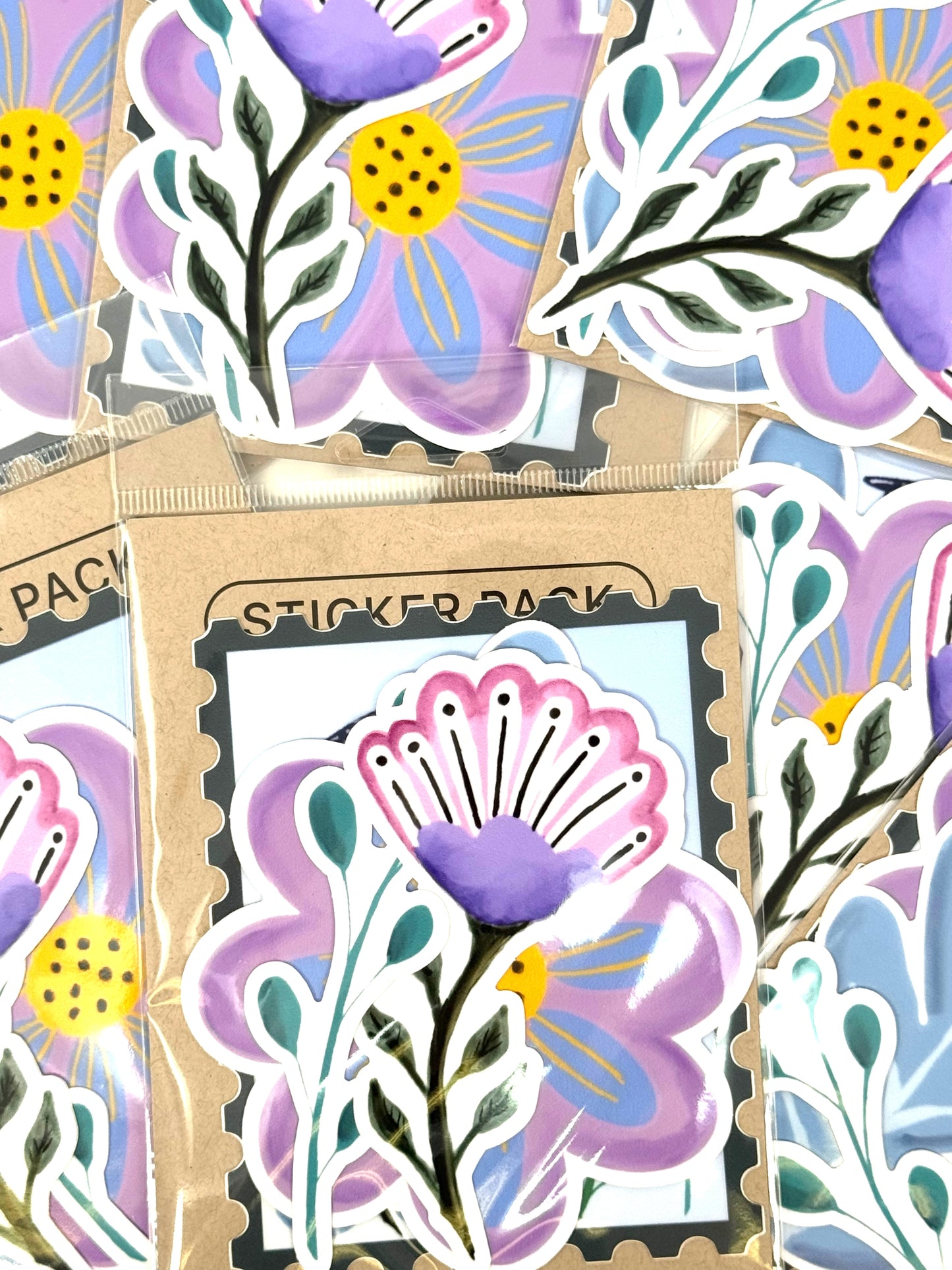 Folk Stamp and Floral Jumbo Sticker Set